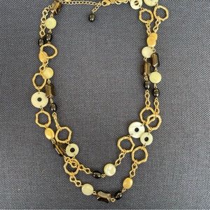 GREAT TO BUNDLE! Lia Sophia necklace with gold, brown, mother of pearl accents.
